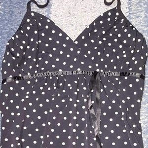 Solid black white polka dot tunic tank
